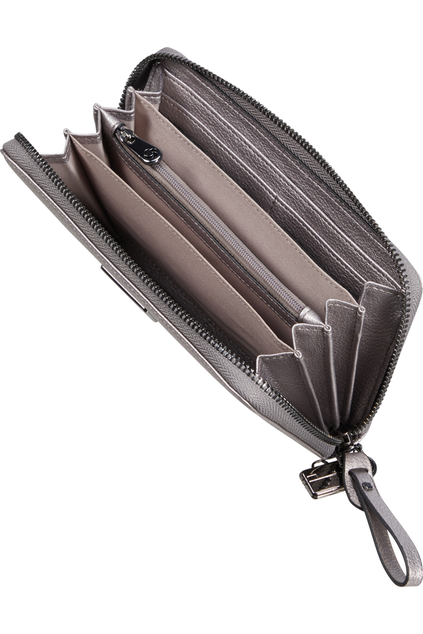 Samsonite Karissa 2.0 Slg 419 - L ZIP AROUND PU L  Stříbrná