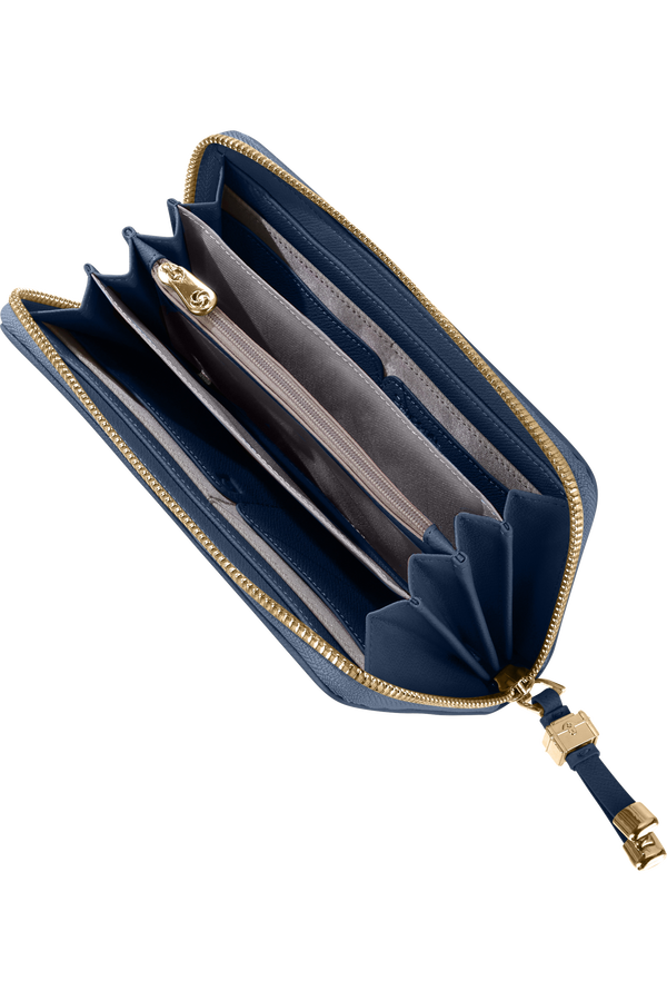 Samsonite Karissa Slg Wallet ZIP Around L  Tmav&aacute; n&aacute;mořn&iacute; modr&aacute;