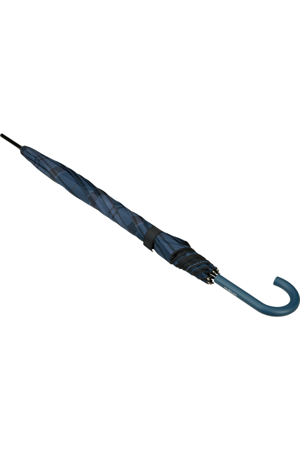 Samsonite Wood Classic S Stick Man Auto Open  Check Dark Blue